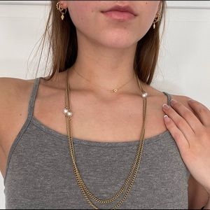 Gold Opera Necklace with Pearls